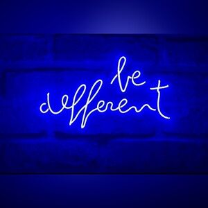 “Be Different” Neon Sign – Purple Glow, Gently Used, 13x3x8”